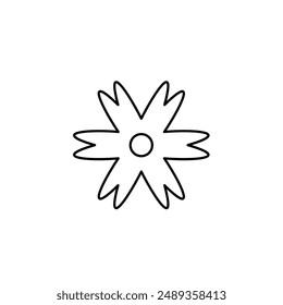 Flower. Sign, symbol, black and white vector illustration.
