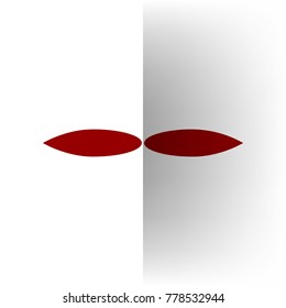 Flower sign. Vector. Bordo icon on white bending paper background.