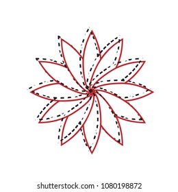 Flower sign. Vector. Brown icon with shifted black circle pattern as duplicate at white background. Isolated.