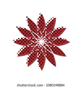 Flower sign. Vector. Brown icon with shifted black circle pattern as duplicate at white background. Isolated.
