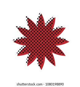 Flower sign. Vector. Brown icon with shifted black circle pattern as duplicate at white background. Isolated.