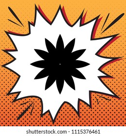 Flower sign. Vector. Comics style icon on pop-art background.