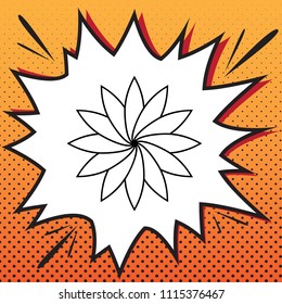 Flower sign. Vector. Comics style icon on pop-art background.