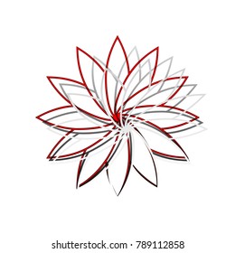 Flower sign. Vector. Detachable paper icon with red body stock. Isolated.