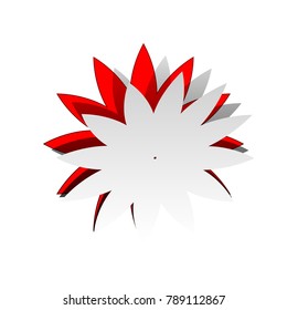 Flower sign. Vector. Detachable paper icon with red body stock. Isolated.