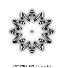Flower sign. Vector. Double contour black icon with soft shadow at white background. Isolated.