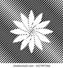 Flower sign. Vector. Icon. Hole in moire background.