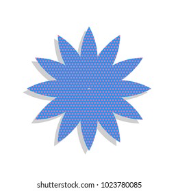 Flower sign. Vector. Neon blue icon with cyclamen polka dots pattern with light gray shadow on white background. Isolated.