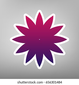 Flower sign. Vector. Purple gradient icon on white paper at gray background.