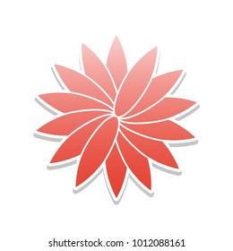 Flower sign. Vector. Reddish icon with white and gray shadow on white background. Isolated.