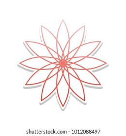 Flower sign. Vector. Reddish icon with white and gray shadow on white background. Isolated.