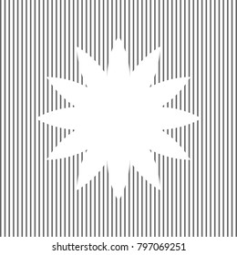 Flower sign. Vector. White icon on grayish striped background. Optical illusion.
