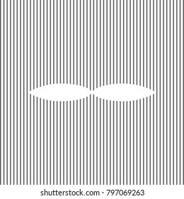 Flower sign. Vector. White icon on grayish striped background. Optical illusion.