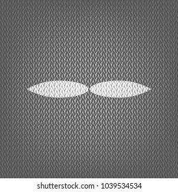 Flower sign. Vector. White knitted icon on gray knitted background. Isolated.