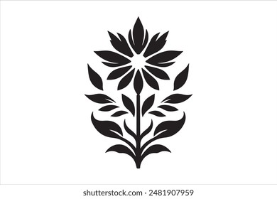 Flower silhouete black colour vector illustration  