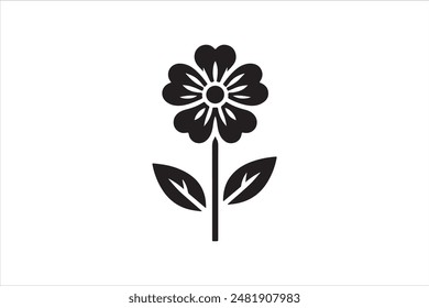 Silueta de la flor Ilustración vectorial de color negro  