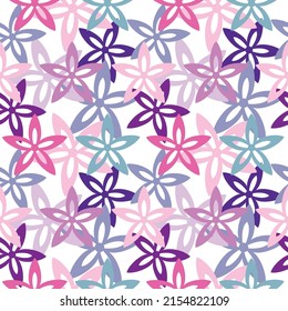 Silueta de flores abstracta patrón vectorial sin costuras aislado en fondo blanco. Papel pintado de adorno de verano con motivos florales. Fondo simétrico de vacaciones. Plantilla para impresión, diseño, banner o tarjeta.