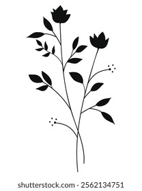 Flower silhouette botany floral plants element.Vector illustration