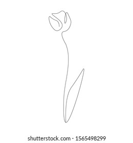Flower silhouette, continuous line drawing vector illustration