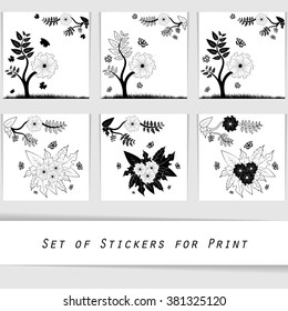 flower silhouette decorative elements for printing wall stickers, paper stickers or can be used in print shop for any other surfaces. 
