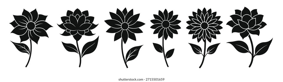 Blume Silhouette Design Set Vektorgrafik