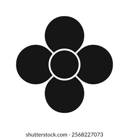 Flower silhouette with four petals. Floral chart divided on 4 equal segments in leaf shapes isolated on white background. Diagram for data presentation. Vector graphic illustration.