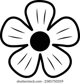 Flower silhouette icon. Abstract flower bold line vector isolated on transparent background. Ideal for decoration, logos and design projects. Garden plants illustration sign, Editable stroke.