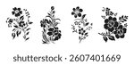 Flower Silhouette Icon Vector Set. Garden Illustration Symbols Collection. Plant Symbol or Logo. Flower Illustration.