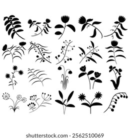 Flower Silhouette Illustration set element