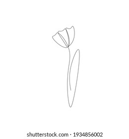 Flower silhouette line draw, vector illustration