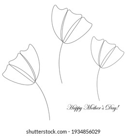 Flower silhouette line draw, vector illustration