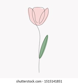 Flower silhouette line drawing, vector illustration