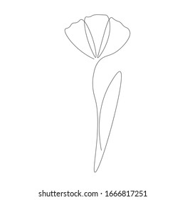 Flower silhouette line drawing vector illustration
