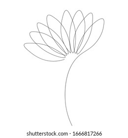 Flower silhouette line drawing vector illustration