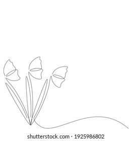 Flower silhouette line drawing, vector illustration