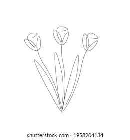 Flower silhouette line drawing vector illustration