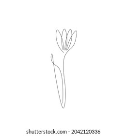 Flower silhouette line drawing vector illustration