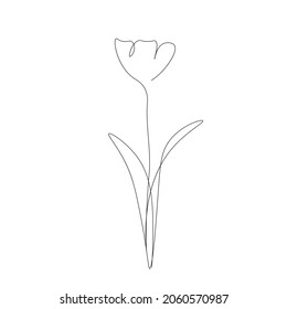 Flower silhouette line drawing vector illustration