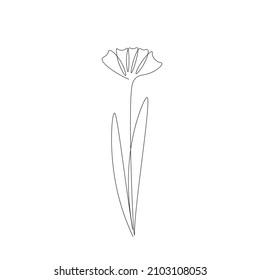 Flower silhouette line drawing vector illustration