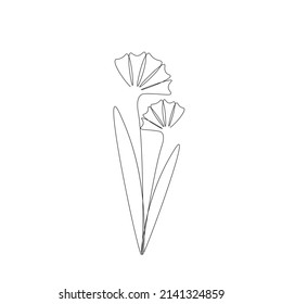 Flower silhouette line drawing vector illustration