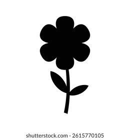 Flower silhouette on white background. abstract flower silhouette. simple flower shapes. organic doodle or modern groovy flowers