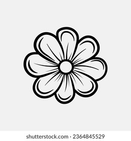 Flower silhouette outline and coloring clip art - Shutterstock ID 2364845529
