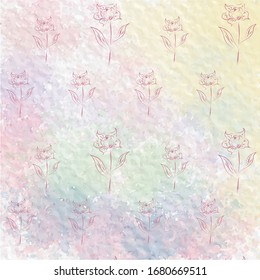 Flower silhouette seamless pattern. Vector illustrtation.
