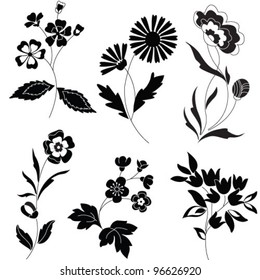 Flower silhouette set 