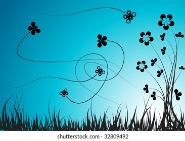 Flower silhouette in the sun rise