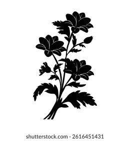 Flower silhouette  vector of with illustration 
 