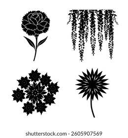 Flower Silhouette Vector Illustrations Bundle- (2)