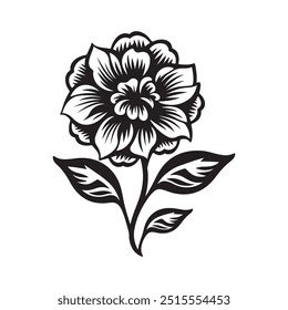 flower silhouette vector, isolated on white background