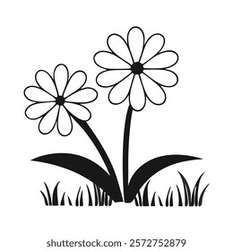  Flower silhouette vector isolated on white background