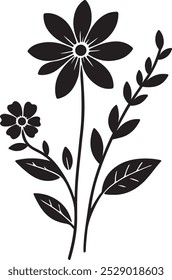Blume Silhouette Vektorformat mit weißem Hintergrund